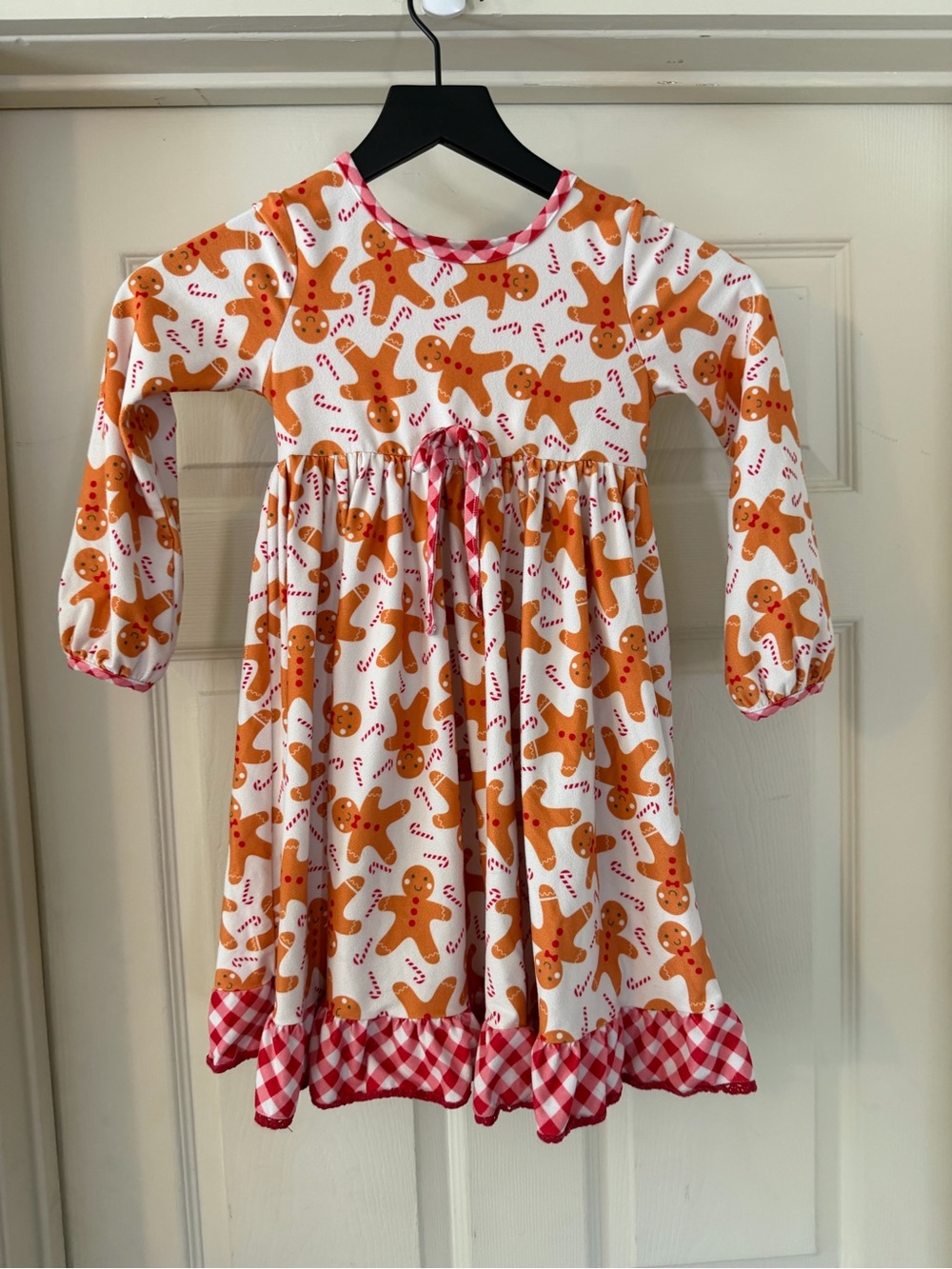 Girl August Girls' Gingerbread Print Holiday Dress White & Orange soft sz 5 OOP